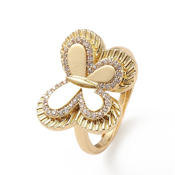 Регулируемое кольцо в виде бабочки из прозрачного циркония, украшения из латуни для женщин, без свинца и без кадмия