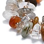 Natural Rutilated Quartz Beads Strands, with Seed Beads, Flat