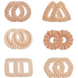 Handmade Reed Cane/Rattan Woven Linking Rings, For Making Straw Earrings and Necklaces, Mixed Shapes