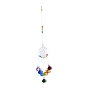 Crystals Chandelier Suncatchers Prisms Chakra Hanging Pendant, with Iron Cable Chains & Links, Glass Beads and Rhinestone, Moon