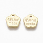 Brass Charms, Nickel Free, Flower, with Words Handmade, Real 18K Gold Plated