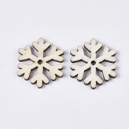 Christmas Theme Laser Cut Wood Shapes, Unfinished Wooden Embellishments, Wooden Cabochons, Snowflake