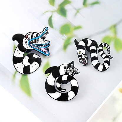 Safety Brooch Pin, Alloy Enamel Badge for Suit Shirt Collar, Spider Web/Snake