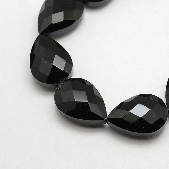 Crystal Glass Teardrop Beads Strands, Faceted, 24x17x11mm, Hole: 1mm, about 30pcs/strand, 28.3 inch