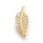 Brass Micro Pave Cubic Zirconia Slide Charms, Long-Lasting Plated, Cadmium Free & Nickel Free & Lead Free, Leaf