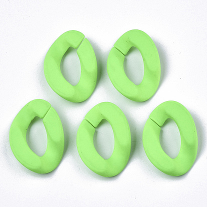 Opaque Spray Painted Acrylic Linking Rings, Fluorescence, Quick Link Connectors, for Curb Chains Making, Unwelded, Twist