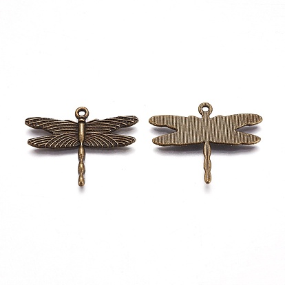 Tibetan Style Alloy Pendants, Lead Free and Cadmium Free, Dragonfly, 28x35.5x2mm, Hole: 1.5mm, about 310pcs/1000g