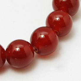 Natural Carnelian Beads Strands, Dyed, Grade A, Round