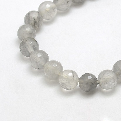 Natural Gemstone Cloudy Quartz Faceted Round Bead Strands