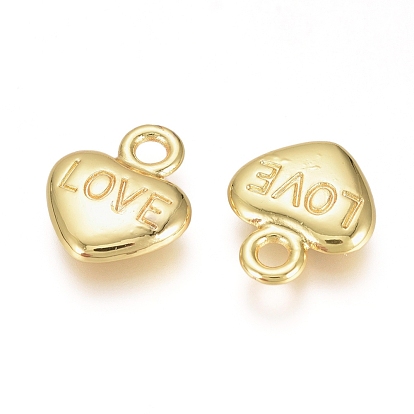 Electroplated Alloy Charms, Long-Lasting Plated, Heart with Word Love, for Valentine's Day