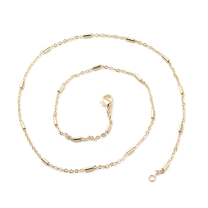 Brass Cable Chains with Column Beaded Necklace for Women, Cadmium Free & Lead Free