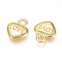 Electroplated Alloy Charms, Long-Lasting Plated, Heart with Word Love, for Valentine's Day