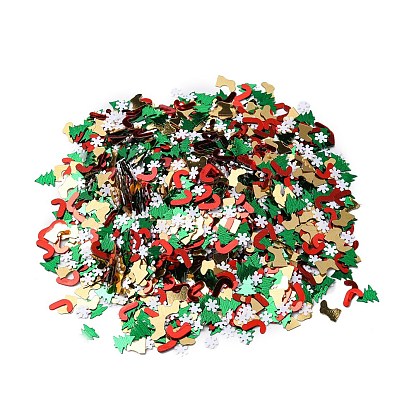 Cuentas de lentejuelas de plástico con tema navideño., decoración artesanal de costura, árbol/bastón de caramelo/calcetín
