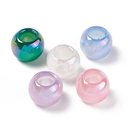 Opaque Acrylic Beads, AB Color, Rondelle