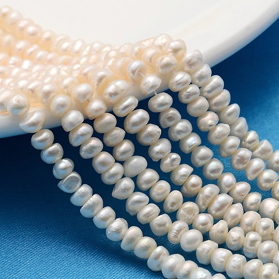 Grade a brins de perles de culture d'eau douce naturelles, polie, rondelle
