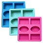 Moules en silicone de savon de bricolage, pour la fabrication de savons artisanaux, rectangle & ovale avec motif fleuri