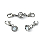 Alloy Crystal Rhinestone Magnetic Clasps, with Double Lobster Claw Clasps