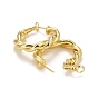 Rack Plating Brass Hoop Earrings, Long-Lasting Plated, Lead Free & Cadmium Free, Twist Ring