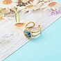 Adjustable Stainless Steel Rings, with Glass Cabochons, Flat Round