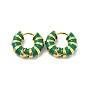 Enamel Round Hoop Earrings, Real 14K Gold Plated 304 Stainless Steel Jewelry for Women