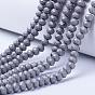 Plaquent verre transparent perles brins, plein plaqué, facette, mat, rondelle