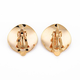 Brass Clip-on Earring Setting, Nickel Free, Twist Flat Round