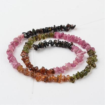 Chip Natural Tourmaline Bead Strands, Grade A+, 3~4x4~5mm, Hole: 1mm, about 15.7 inch