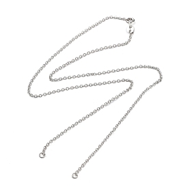 Rhodium Plated 925 Sterling Silver Textured Link Chain Necklaces Making, for Name Necklaces Making, with Spring Ring Clasps & S925 Stamp