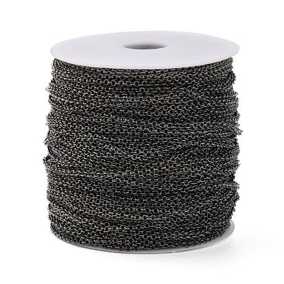 Iron Rolo Chains, Belcher Chain, with Spool, Unwelded, 2x1mm, about 328.08 Feet(100m)/roll