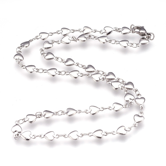 304 Stainless Steel Link Necklaces, Heart