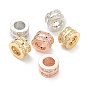 Brass Clear Cubic Zirconia Beads, Large Hole Beads, Long-Lasting Plated, Tube
