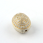 Perles acryliques de placage ovale, métal doré enlaça, 16x13x12mm, trou: 1 mm, environ 345 pcs / 500 g
