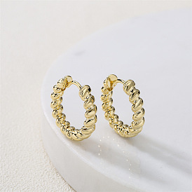 Винтажные золотые витые серьги-кольца 14k - уникальные, ретро, 925 серебряная игла, женская новинка.