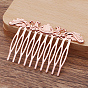 Iron Hair Combs Findings, with Brass Flower