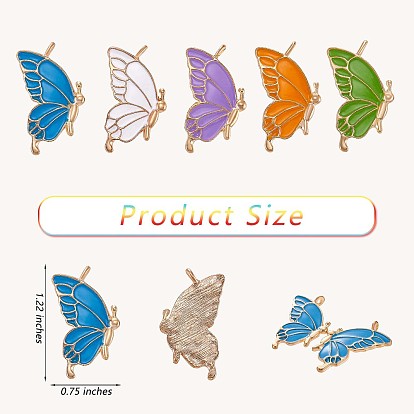 50 piezas de dijes de mariposa de esmalte colgante de aleación de esmalte de insecto mezclado colorido para joyería collar pendiente pulsera hacer artesanías