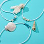 3Pcs 3 Colors Dyed Synthetic Turquoise Starfish & Acrylic Beaded Necklaces Set, Gemstone Stackable Necklaces for Women