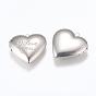 316 Stainless Steel Locket Pendants, Photo Frame Charms for Necklaces, Heart with Phrase I Love You, For Valentine's Day