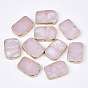 Galvaniser des perles de quartz rose naturel, rectangle