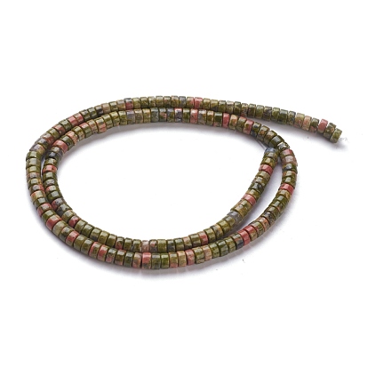Natural Unakite Beads Strands, Heishi Beads, Flat Round/Disc