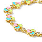 Bracelet chaîne à maillons en émail coloré et zircons cubiques, bijoux en laiton pour femmes