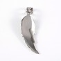 316 Surgical Stainless Steel Pendants, Wing with Rose, 38x14x7mm, Hole: 8x4mm