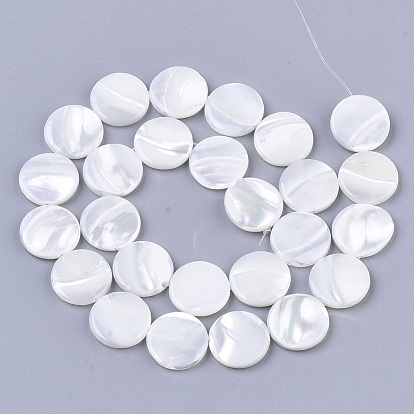 Trochus Shell Beads Strands, Flat Round