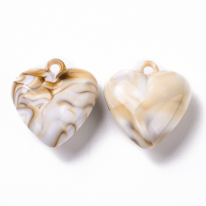 Acrylic Pendants, Imitation Gemstone Style, Heart Charms