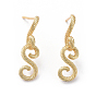 Brass Ear Studs, Long-Lasting Plated, Real 18K Gold Plated, Letter S