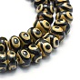 Tibetan Style dZi Beads Strands, Natural Agate Beads, Dyed & Heated, Rondelle
