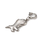 304 Stainless Steel Pendants, with Spring Ring Clasps, Dinosaur Charm