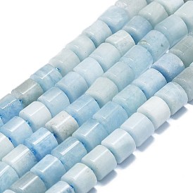 Natural Aquamarine Beads Strands, with Seed Beads, Column
