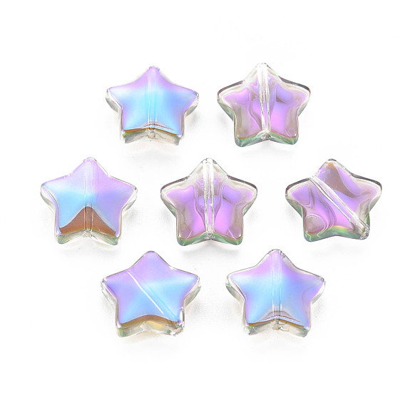 Galvanoplastie perles de verre transparentes, demi-plaqué, étoiles