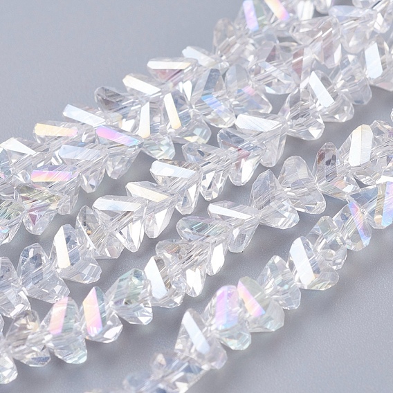 Electroplate Glass Beads Strands, AB Color Plated, Faceted, Triangle