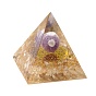 Pyramide d'orgonite, résine pointue décorations pour la maison, avec pierres précieuses naturelles et apprêts en métal